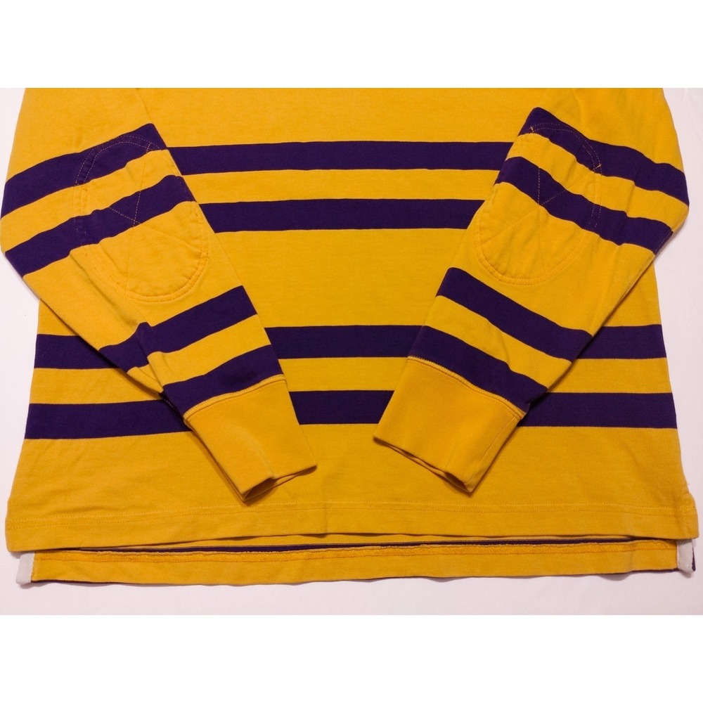 J CREW Long Sleeve Rugby Polo Shirt BE890 Yellow Purple Striped Medium M - Picture 9 of 10
